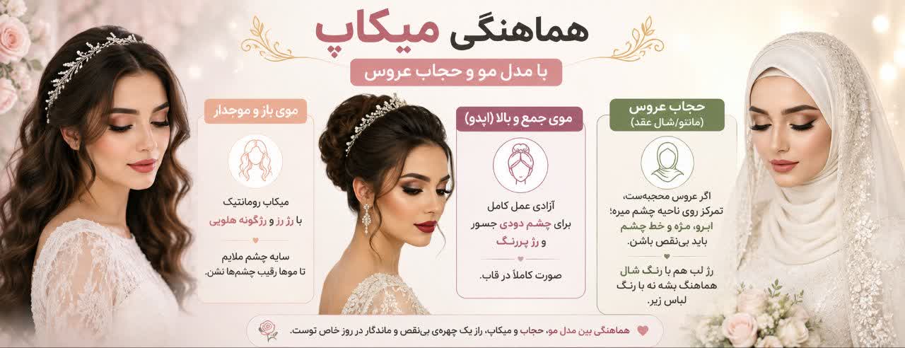 هماهنگی میکاپ با مدل مو و حجاب عروس هماهنگی میکاپ با مدل مو و حجاب عروس